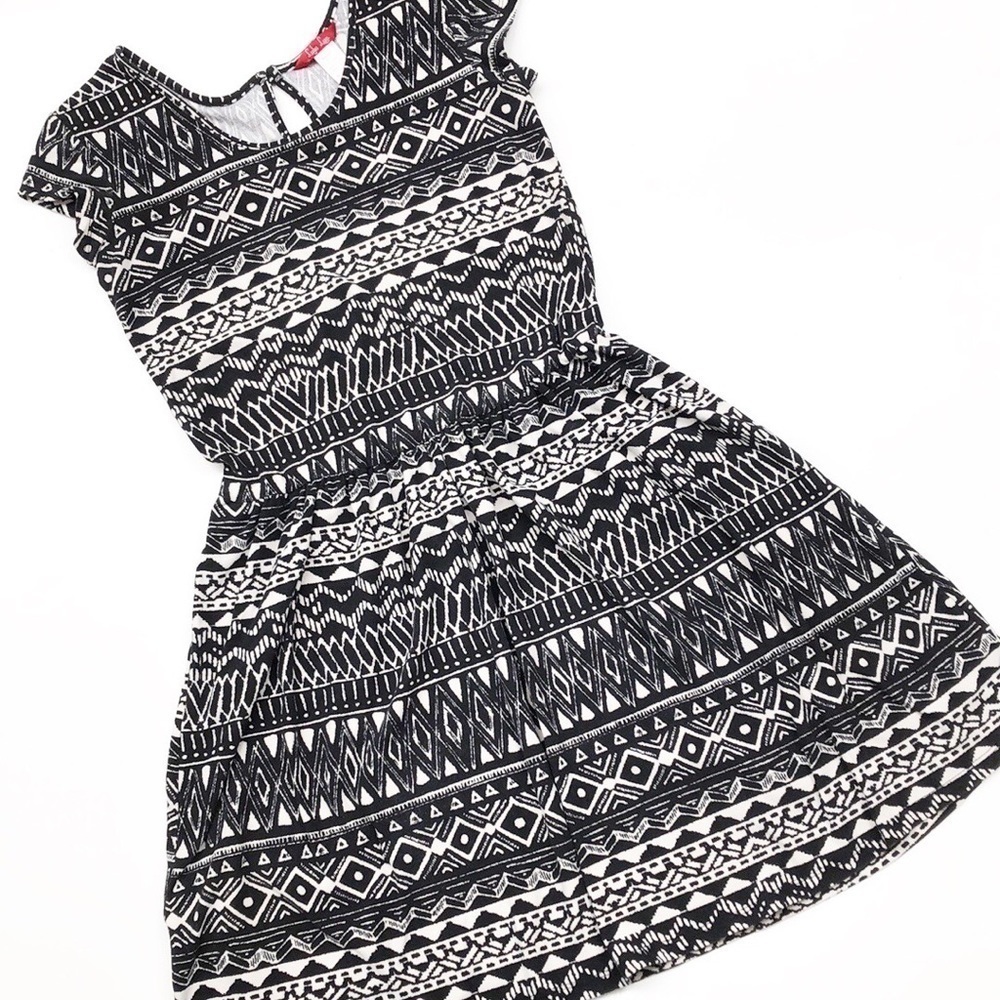 Lulu Luv black/white tribal print girls dress